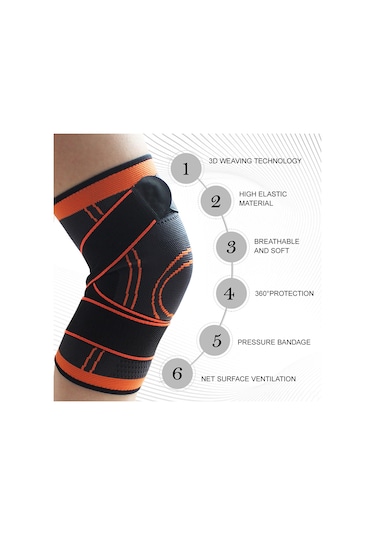 Moveevo Siyah Spor Kompresyon Dikişli Diz Protektörü Beden S - Nilon-spandeks Karışımı Çok Renkli