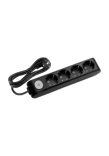 Viko Multi-let 4'lü Grup Priz Anahtarlı Topraklı Çocuk Korumalı 2 Metre Siyah - 90137402