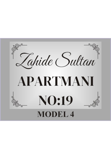 Apartman Isim Tabelası , Aliminyum Aynalı Metal Levha , 19x26cm