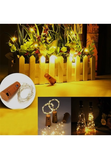 Mantar Şişe Ledi 2 Metre 20 Led Sarı Işık 5 Adet