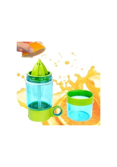 Narenciye Limon Sıkmalı Pratik Detoks Toksin Atıcı Su Matarası Spor Şişesi Şeffaf