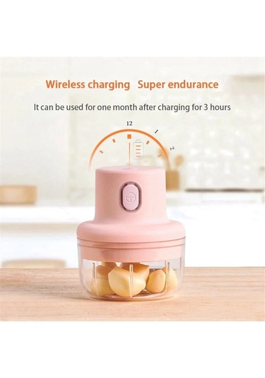 Usb Elektrikli Mutfak Blender Mikseri Sarımsak Ezici Kıyma Makinesi Pembe