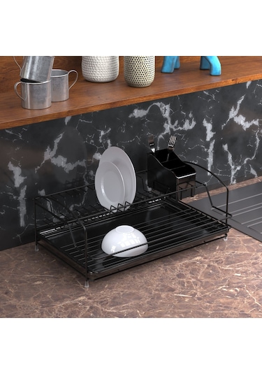 Teknotel Tek Katlı Tabaklık Bulaşıklık Mat Siyah Kb008 Mat Siyah