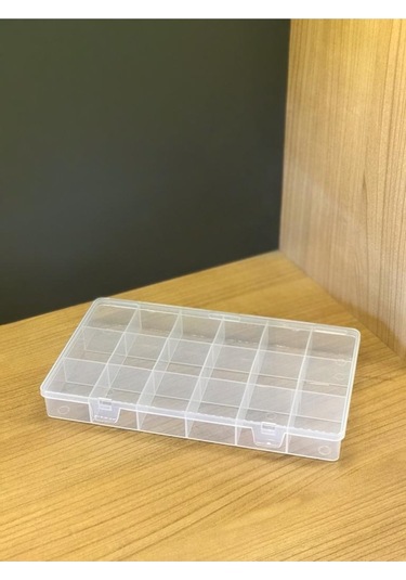 Bayev 2 Adet Şeffaf 18 Bölmeli Takı Kutusu Kuyumcu Toka Yüzük Saklama Box Balıkçı Malzeme Kutusu