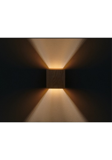 Darthuma Yansıtma Tasarımlı Çift Yönlü Ahşap Salon Duvar Aplik Ceviz