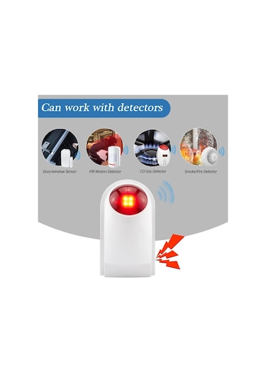 Sones Kırmızı El Fenerli Dış Mekan Siren Pa-100 , Yedek Pil Olarak 1.2a 12v Kullanılabilir Dahil Değildir