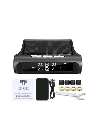 Tenfowee Dışarıdaki Sensörlü Güneş Enerjili Araç Lastik Basıncı Ve Sıcaklık İzleme Sistemi Tpms