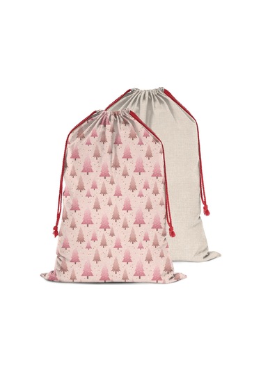 Büyük Noel Baba Hediye Çantası, Pamuklu Kordonlu, Yeniden Kullanılabilir Noel Ağacı Parlak Toz