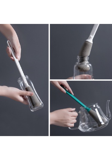 Monyee Beyaz Uzun Saplı Sünger Bardak Fırçası - Tüm Bardak Türlerini Temizler, Aslanabilir, Yumuşak Ve Kırıcı Olmayan