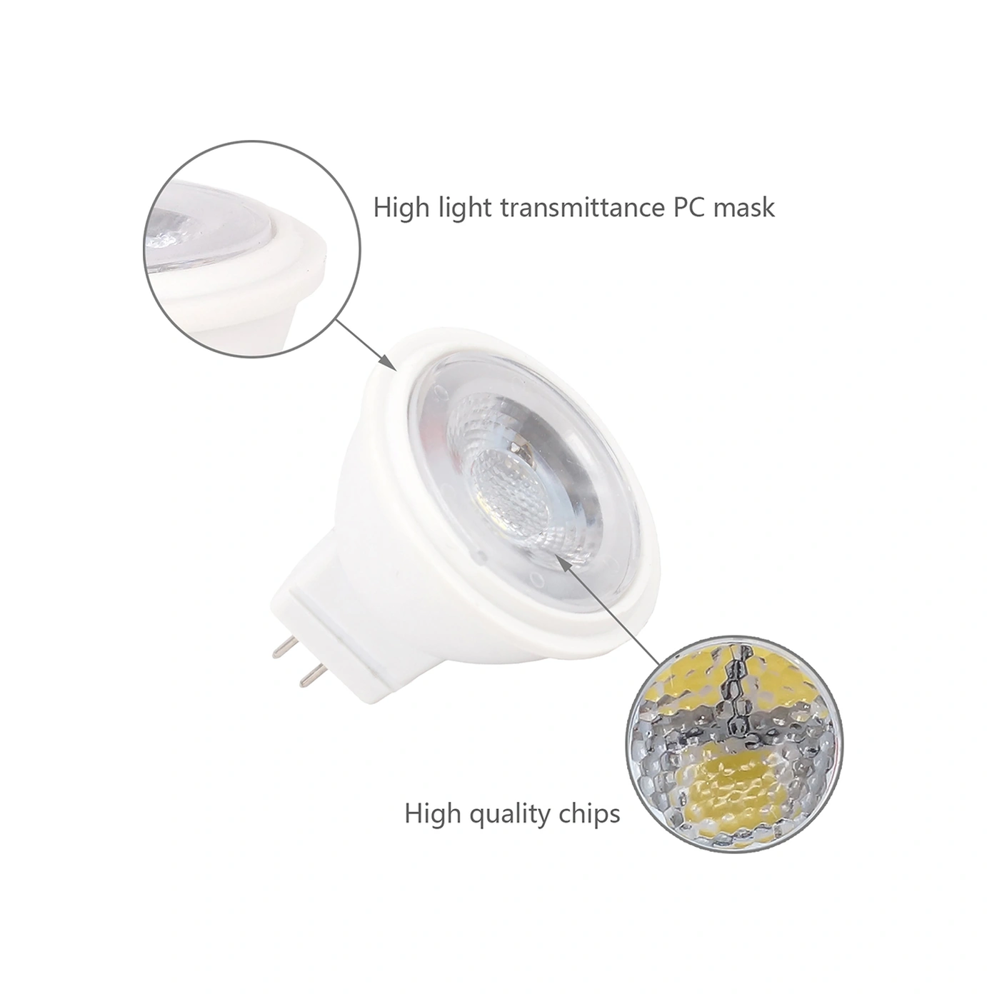 Youmex 12v 2w Mr11 Led Ampul 360 Işık Açısı 180-210lm 80+ Crı Isı Beyaz Enerji Tasarruflu Ev Ofis Sergi Kullanıma Uygun