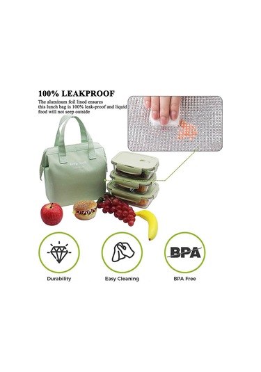Yalıtımlı Öğle Yemeği Çantası Basit Bento Soğutucu Öğle Yemeği Kutusu Çantası Kadınlar Erkekler Yetişkinler Piknik İş Yürüyüş Plaj Açık Yeşil Çok Renkli