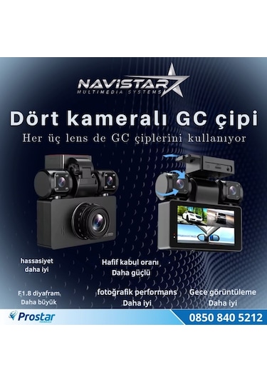 4 Kameralı 3k Ultra Hd Wıfı Gps Park Modu Özellikli 360 Kamera Seti