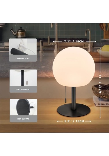 Besthome1 Gri Yuvarlak Led Masa Lambası Çok Renkli Işık Parti Ev Aydınlatma İp Şalterli Gri