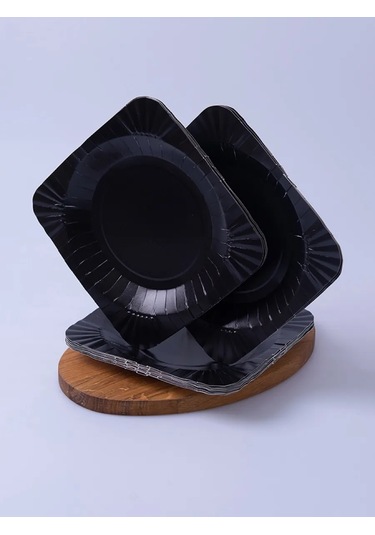 Laren Kağıt Tek Kullanımlık Tabaklar 100 Adet 412253347 Siyah