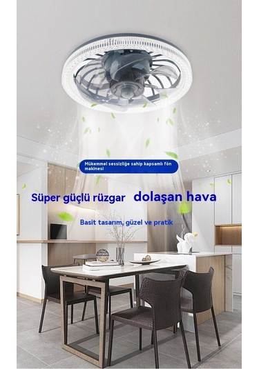 Yeni Sessiz Fan Lambası Uzaktan Kumandasız Karartma Yatak Odası Ev Basit Hepsi Bir Arada Tavan Vantilatörü Lambası