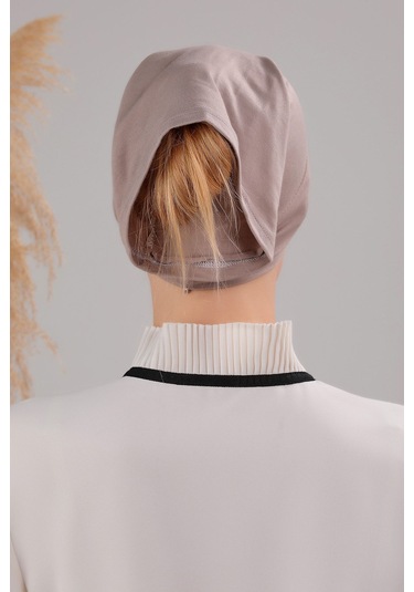 Tesettür Hazır Pratik Geçme Boru Bone Vizon Vizon