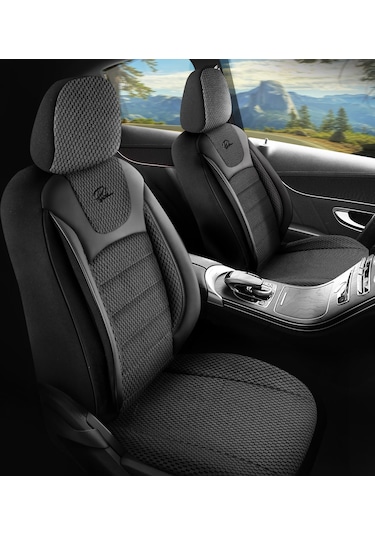 Panda Prestij Serisi Dokuma Kumaş Oto Koltuk Kılıfı  Siyah