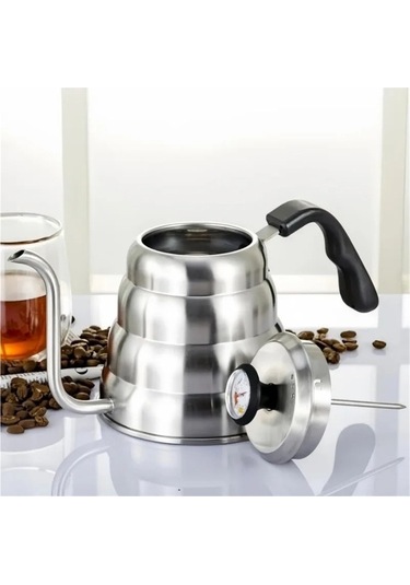 Wondernest Uzun Termometre Su Paslanmaz Kuğu Kahve Jialan Isıtıcısı Gümüş Çelik Ez Gümüş