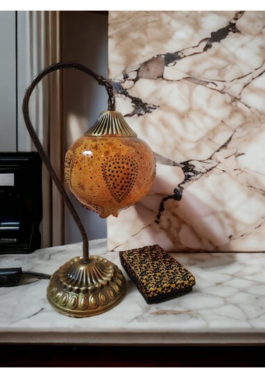 Damla Desenli Dekoratif Su Kabağı Lamba Eskitme