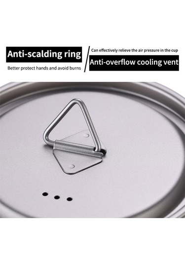 Lixada Kapaklı Ve Saplı Ti Su Bardağı Açık Kamp Çay Bardağı Gümüş