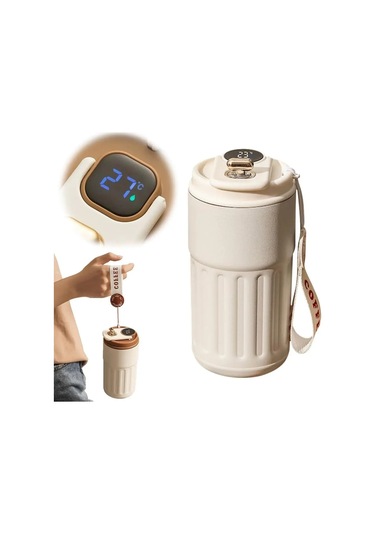 450 Ml Paslanmaz Çelik Spor Su Şişesi Termos Led Sıcaklık Göstergeli Termos Çok Renkli