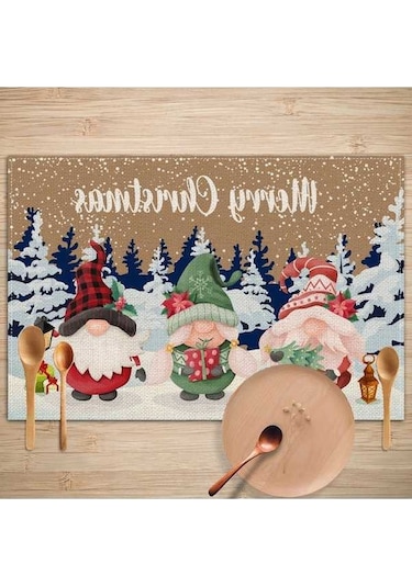 Flybuy Yeni Yalıtım Xıxun Tarzı Şenlikli Placemat Noel Mobilya Mat Mat Masa Masa Kumaş Keten Isı Dekorasyon Batı Anti-kirli 8 Hf Çok Renkli
