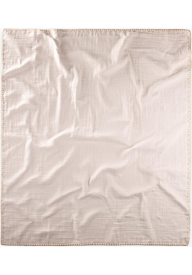 Cigit Müslin Çift Taraflı El İşili Bebek Battaniye Yıkanmıştır 100x100 CM Naturel Kahve Natürel