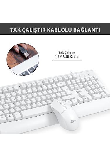 Lecoo CM105 USB Kablolu Türkçe Q Klavye & Mouse Set