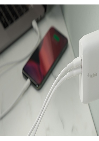 Belkin WCH013VFWH Çift USB-C Power Delivery GaN Duvar Şarj Cihazı