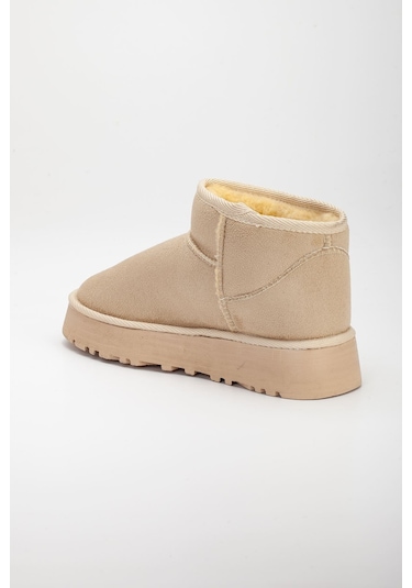 Viola Kalın Taban Bilek Boy Ugg Leopar Bej
