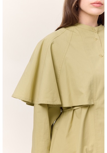 Pelerinli Tasarım Gömlek Adaçayı Adaçayı Yeşil