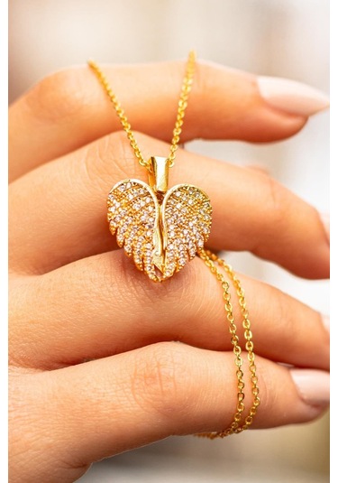 Kişiye Özel Gizli İsim Yazılı Aşkın Kanatları Açılan Kalpli Kolye Bbk55 Çok Renkli