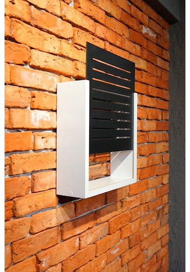 Modem Saklama Kutusu Sürgülü Yukarı Açılır 35 X 35 Çizgili Siyah