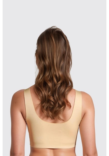 Ten Dikişsiz Lazer Kesim Sütyen Pedli Kadın Hayalet Sütyen Dalga Detaylı Ten