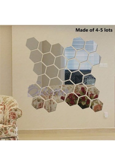 Altıköşe Altıgen Geometrik Hexagon 3Mm Cam 18X16 Duvar Boy Aynası