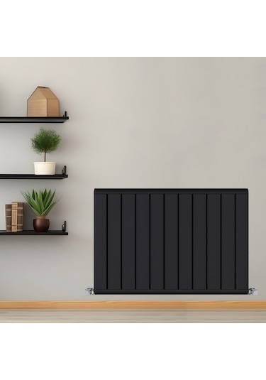 500x552mm Armoni Yatay Alüminyum Radyatör Silk Patern Black Pütürlü Siyah