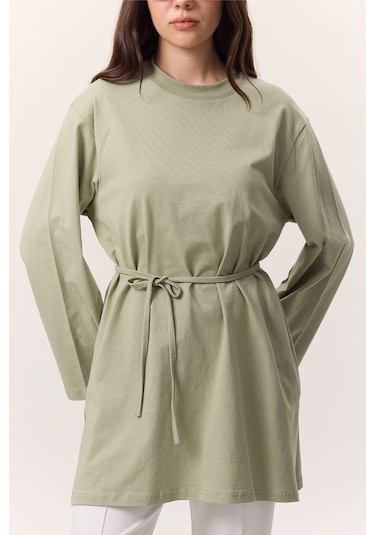 Bağlama Detaylı Oversıze Tshırt Çağla Yeşili Çağla Yeşili