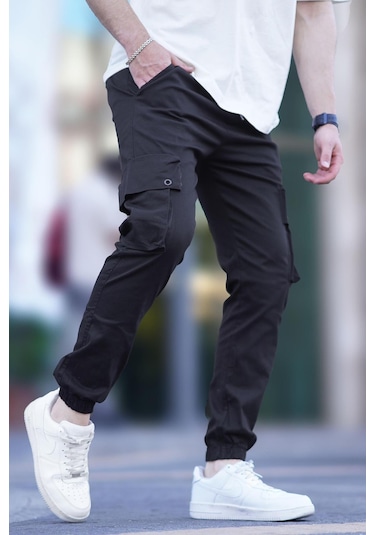Madmext Siyah Kargo Cep Jogger Pantolon 5647 Siyah