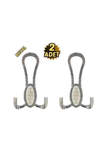 Krom Desenli Vestiyer Portmanto 2 Adet Askılık Metal Krom
