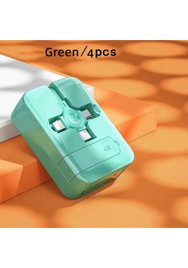 Userfriendly11 Yeşil 4 Adet 3ü 1 Arada Şarj Kablosu Veri Aktarım Katlanabilir Telefon Standı Usb C Micro Usb