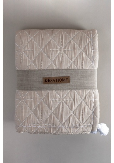 Koza Home Stella Bej Çift Kişilik Baklava Desenli Yatak Örtüsü 230x250 2 Ya Bej