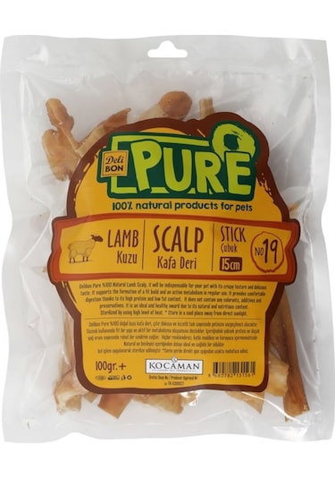 Delibon Pure Köpek için Kuzu Kafa Derisi 15 CM Çubuk 100 G