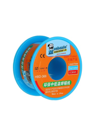 Yeni Araç Mekanık Hbd366 0.3/0.4/0.5/0.6mm 40g Lehim Teli Rulo Düşük Sıcaklık Kurşunsuz Lehimleme Teneke Tel Sn42/bi58-0.3mm