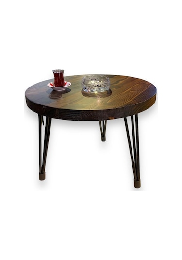 Köknar Orta Sehpa 50 Çap Ahşap - Siyah