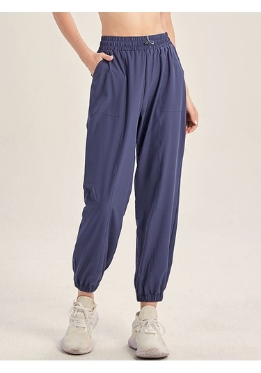 Fastbuy Kadın Spor Taytı - Esnek Yüksek Bel, Yan Cepli Rahat Yoga Pantolonu Mavi Mavi