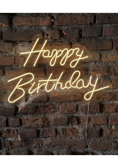 Happy Birthday Neon Led Duvar Aydınaltması Doğum Günü Yazısı