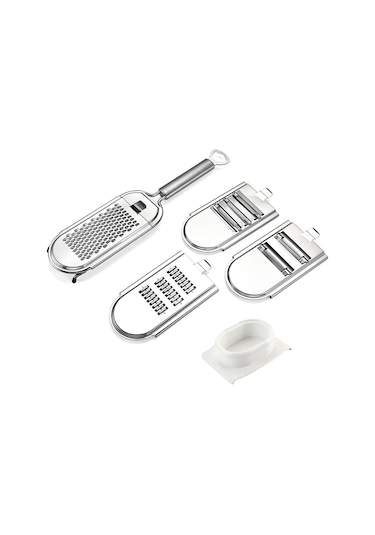 Paslanmaz Çelik Sebze Kesici Grater, Spesifikasyon: 4 Bıçak+parmak Koruyucusu Renkli Kutu, Boyut:4 Bıçak+parmak Koruyucusu Renkli Kutu Diğer