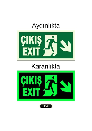 Fosforlu Çıkış Exıt Yön Levhası F-7