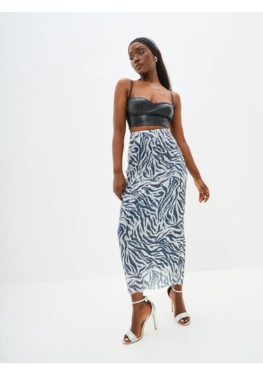 Asfary Payetli File Etek 211495521 Gri