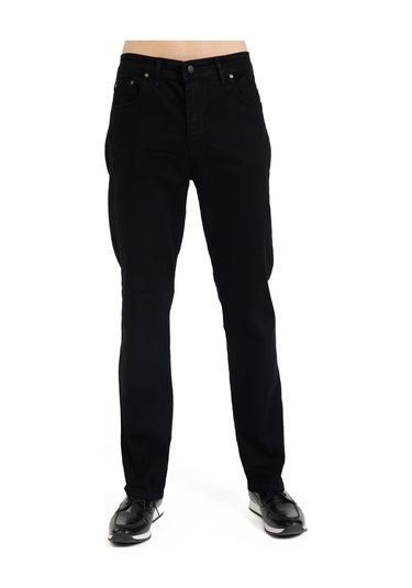 Yeni Sezon Erkek Dört Mevsimlik Likralı Regular Tam Kalıp Düz Paça Fermuarlı Yüksek Kaliteli Kot Pantolon 720-siyah Siyah